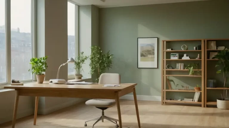 Hier ist eine mögliche Übersetzung:Helles Büro mit sanftem Licht